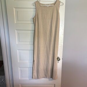 Vintage Linen Blend Cream Sleeveless Maxi Dress